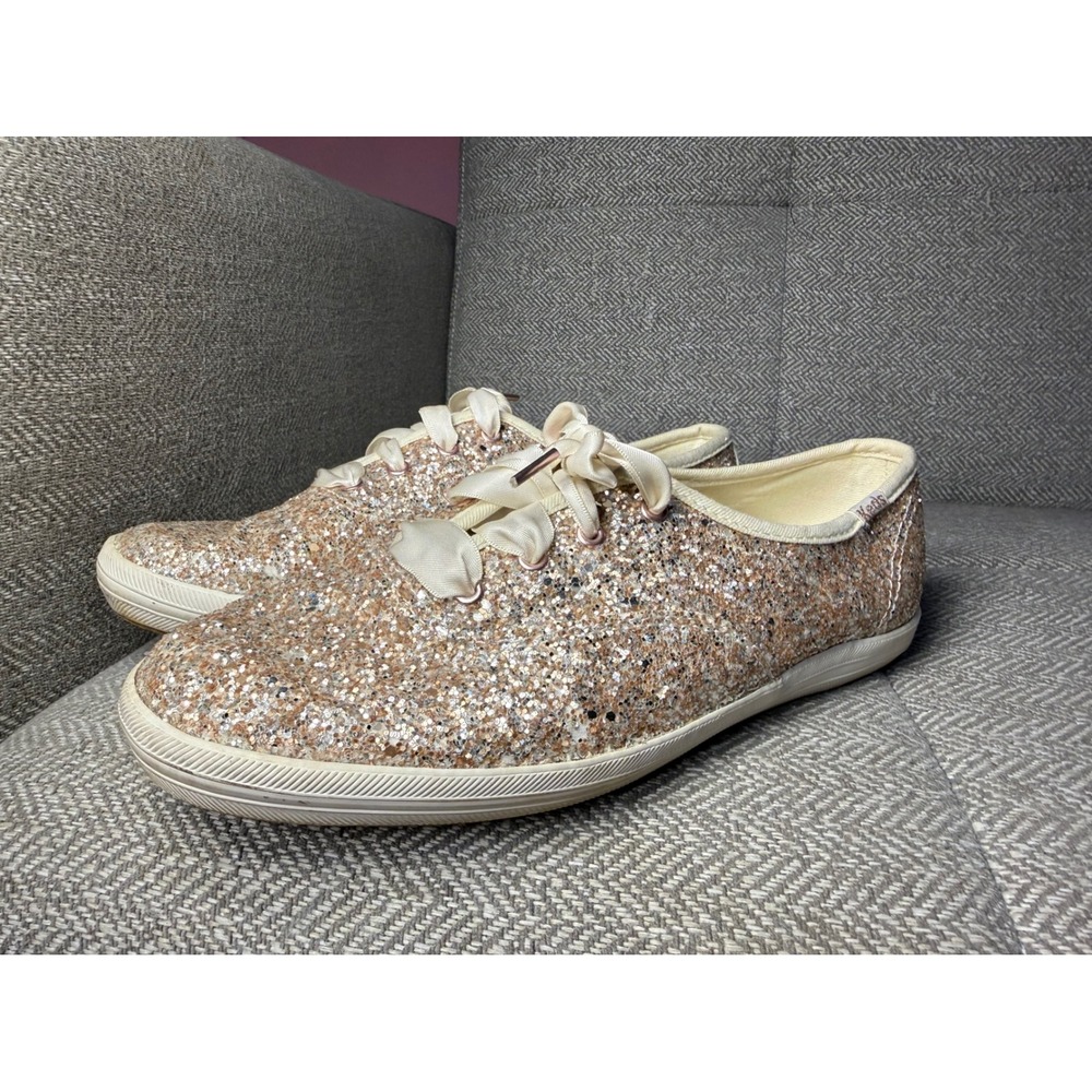 Keds x Kate Spade Gold Glitter Champion Sneakers WF62870 Womens 7.5W